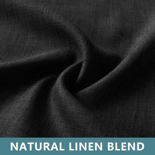 KOUFALL Black Curtains 96 Inches Long for Living Room,Sheer Linen Boho Canopy Bed Curtains for Bed