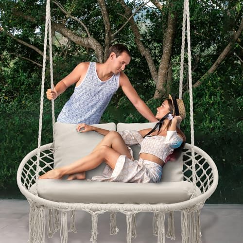 Athena Collection 2-Person Hammock Chair with Mounting Hardware Kit, White