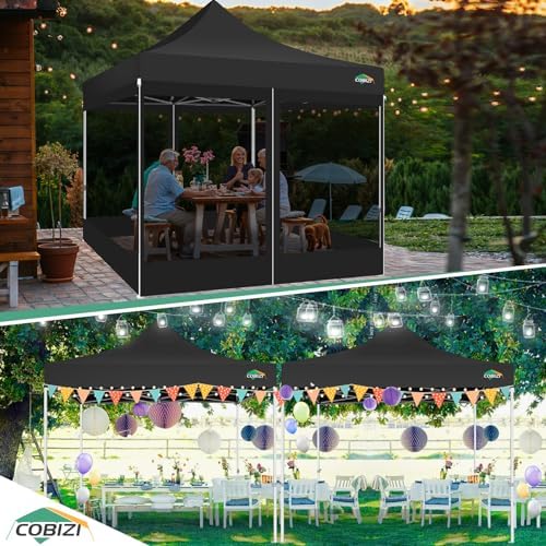COBIZI 10x10 Heavy Duty Pop Up Canopy Tent with 4 Mosquito Netting Walls
