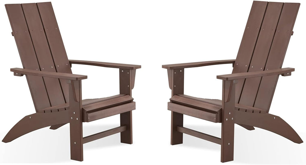 Psilvam Modern Adirondack Chairs Set of 2, Oversized,Dark Brown