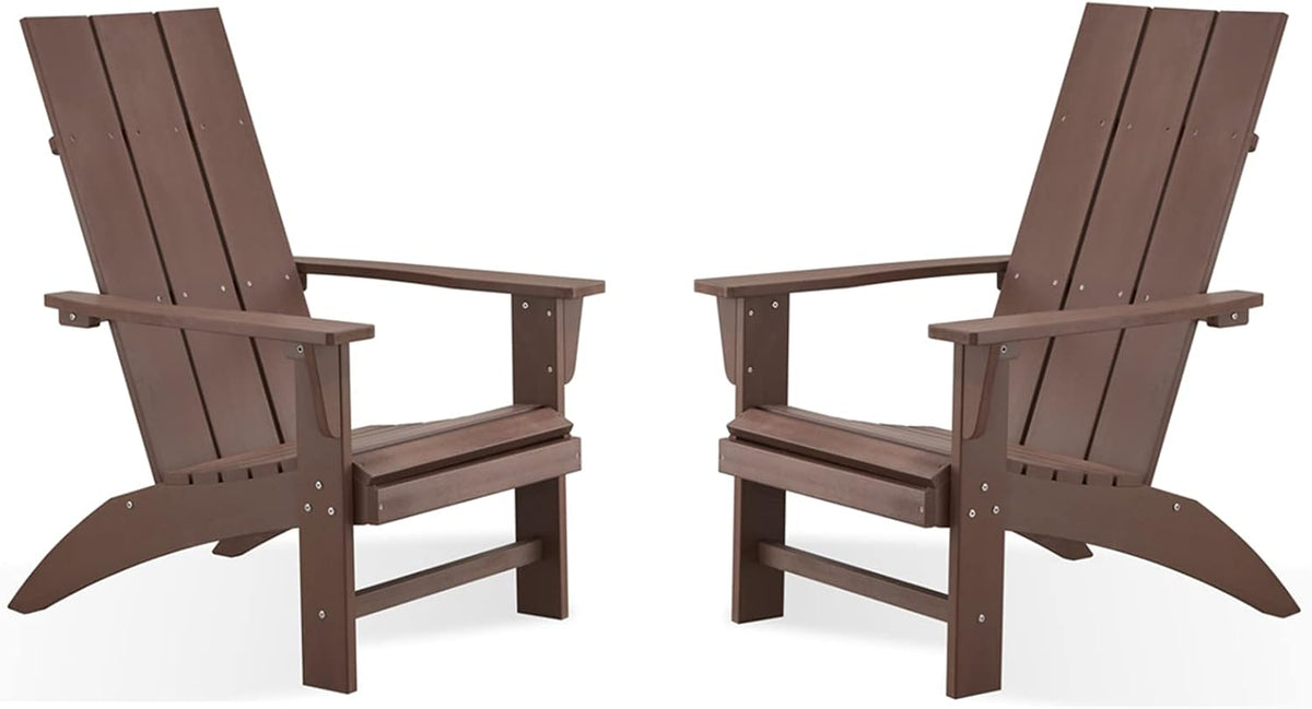 Psilvam Modern Adirondack Chairs Set of 2, Oversized,Dark Brown