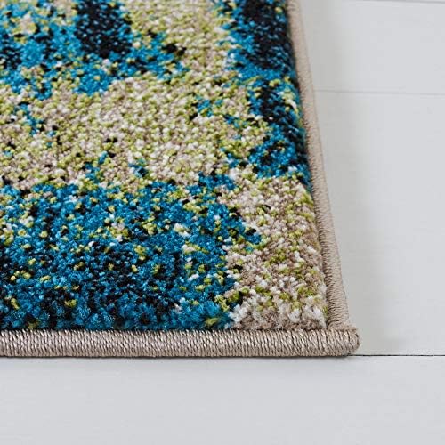 SAFAVIEH Glacier Collection X-Large Area Rug - 11' x 15', Navy & Green, Modern Abstract Design, Non-Shedding & Easy Care, Ideal for High Traffic Areas in Living Room, Bedroom (GLA123M)