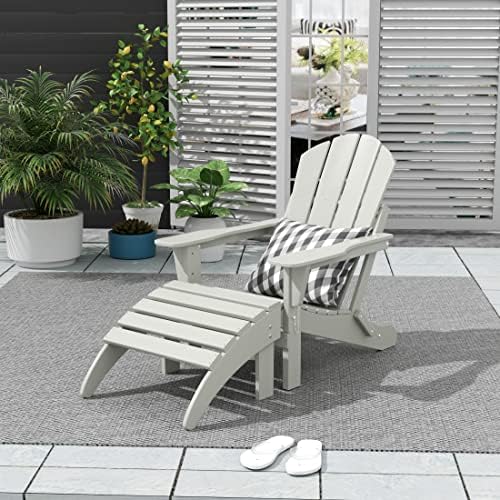 WO Home Furniture HDPE Folding Adirondack Ottoman, Sand