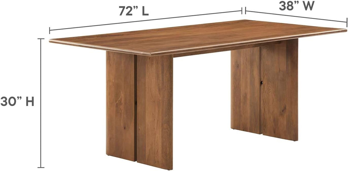Modway Amistad 72" Solid Wood Modern Farmhouse Rectangular Dining Table in Walnut
