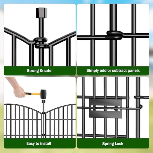 10 Panel No Dig Decorative Garden Fence with Gate 40"H x 23.6'L Dog Barrier