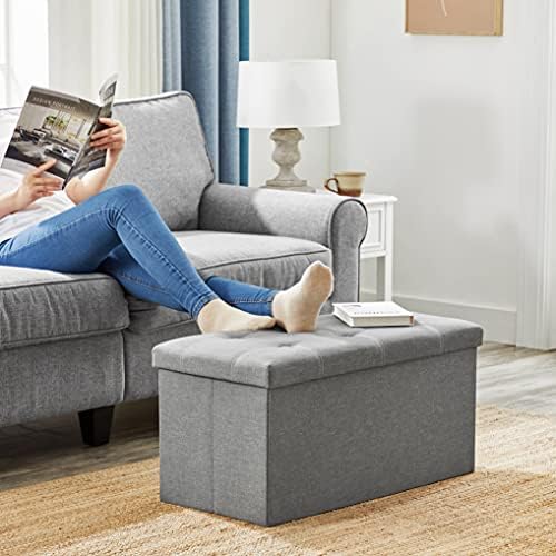SONGMICS Ottoman Storage Bench, 21 Gal. Folding Chest, Holds 660 lb