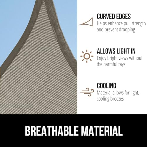 GORILLA GRIP Heavy Duty Sun Shade Sail for Outdoor Patio, 12x12 FT Gray