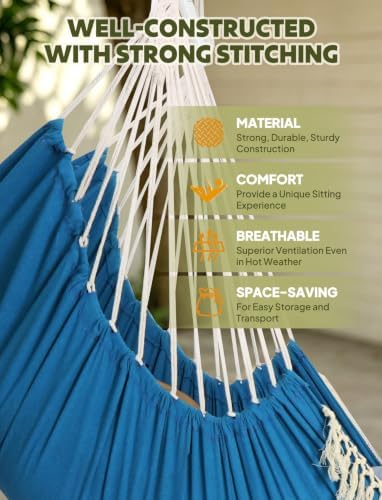 Chihee Hammock Chair Max 500 Lbs 2 Cushions Spreader Bar Strap Carabiner