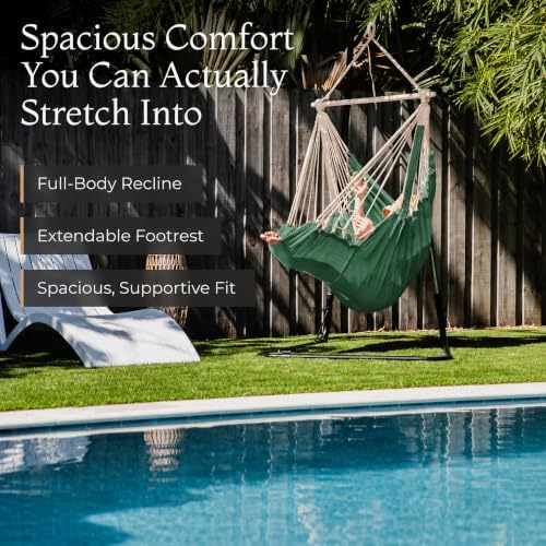 Hanging Hammock Chair Swing with Footrest - XL Hammock Swing Chair