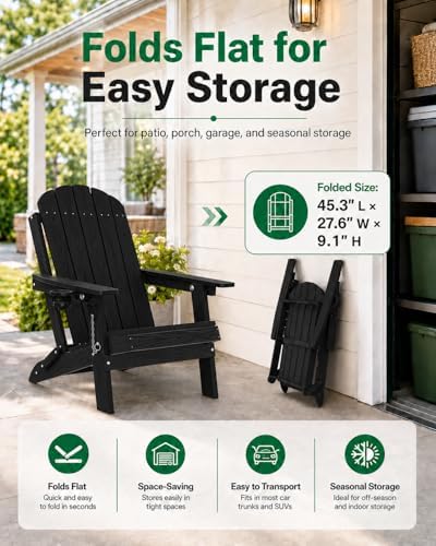 YEFU Adirondack Chairs Set of 2 for Outdoor: Folding Adirondack Chair