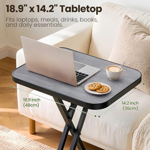 Kitstorack Folding TV Tray Tables Set of 2, No Assembly, Rounded Metal Rims