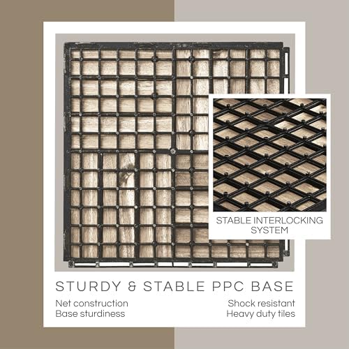 THYOI Premium Deck Tiles, 10 Pcs Patio Flooring - White - Crossed Pattern