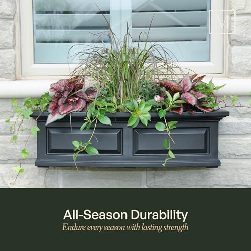 Mayne Nantucket 36in Self-Watering Rectangular Window Box Planter, White