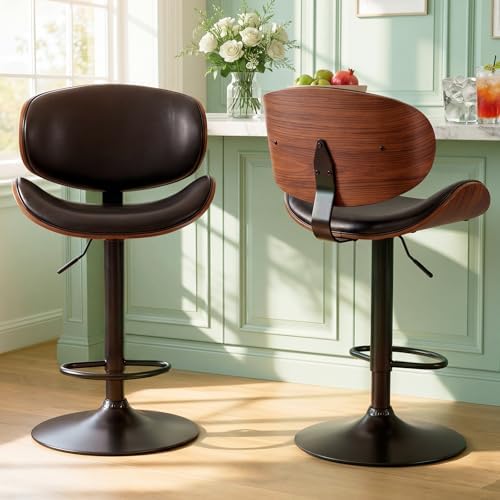 DUMOS Swivel Bar Stools Set of 2, Adjustable Counter Height Bar Chairs
