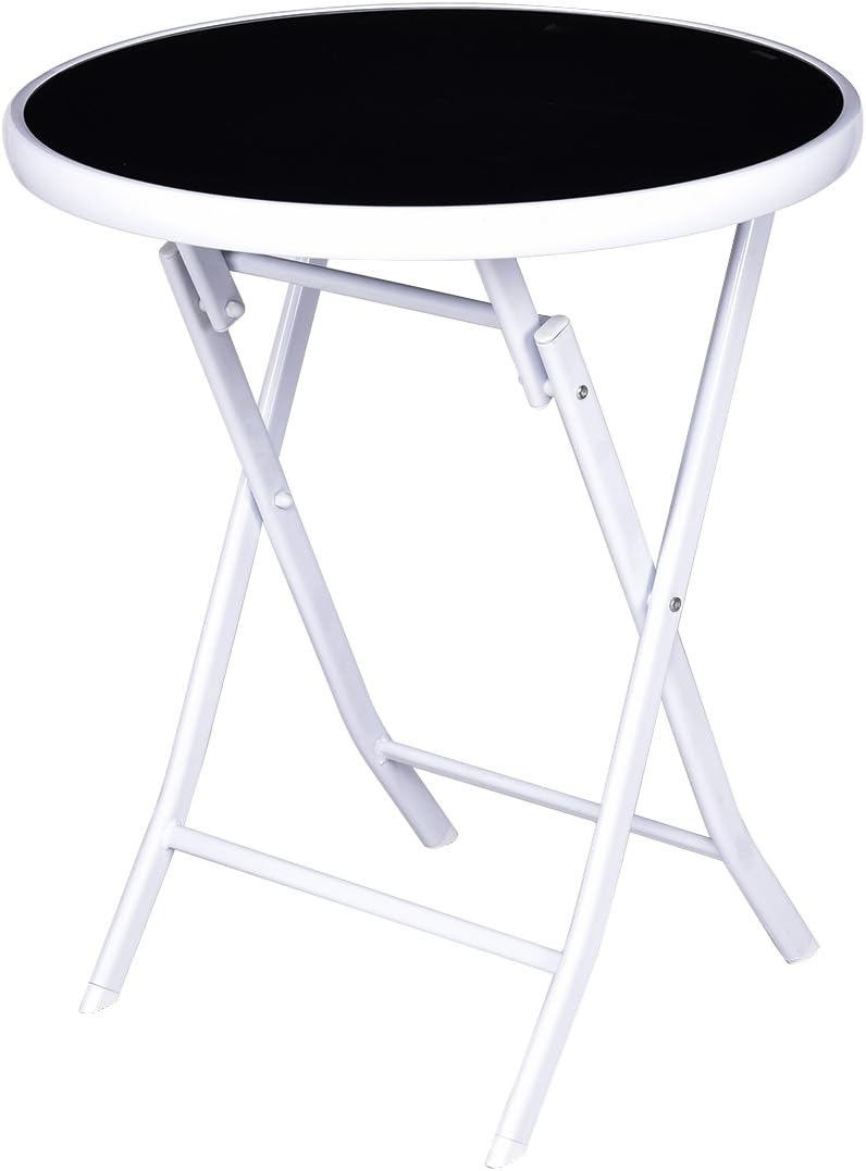 Giantex Bistro Table Set, 3 Piece Patio Bistro Set, Outdoor Folding Table and Chairs, Foldable Patio Dining Set, Porch Furniture Set Garden Backyard Metal Frame No Assembly, Black