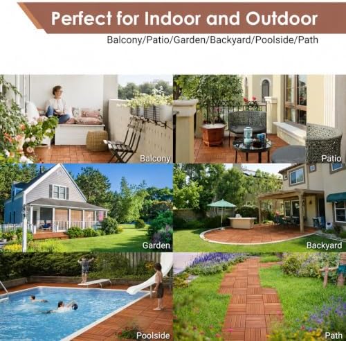 primezone 108 pcs solid acacia wood interlocking patio, view 9