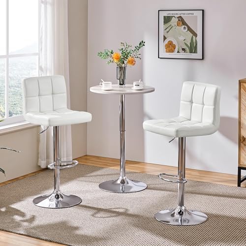 Yaheetech Bar Stools Set of 4 Adjustable Counter Height Barstools White