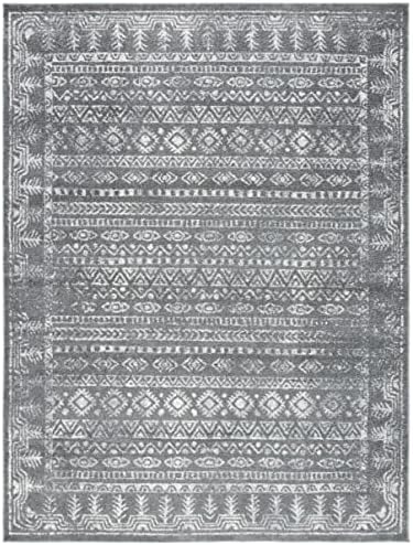 SAFAVIEH Area Rug 9x12 - Tulum Collection - Large - Dark Grey & Ivory, Moroccan Boho Distressed Design, Non-Shedding & Easy to Clean, Ideal for Living Room, Bedroom, Dining Space (TUL271F)