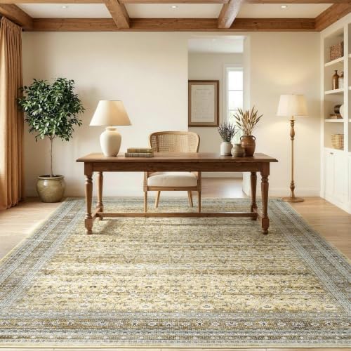 Lessymo 8x10 Washable Area Rugs for Living Room Bedroom,Beige Soft Non-Slip