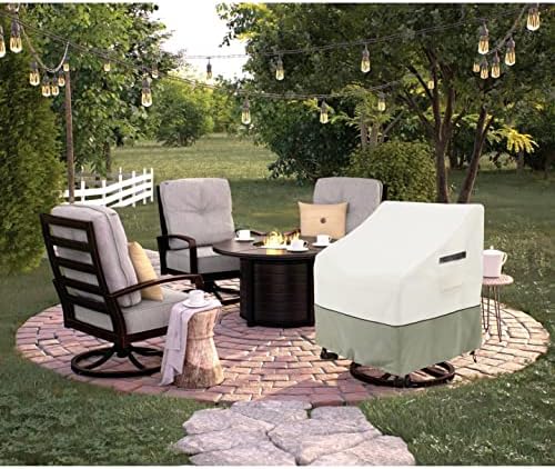 Outdoor Swivel Chair Covers 2 Pack,100% Waterproof Heavy Duty Outdoor Chair Covers,(33 W x 35 D x 38.5 H inches) Patio Furniture Cover for Swivel Patio Chair,White&Grayish Green