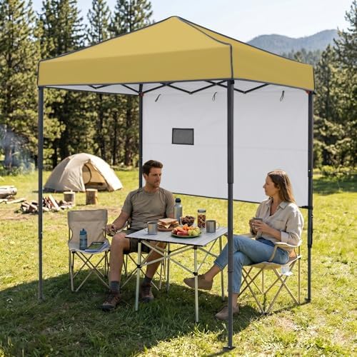EAGLE PEAK 6x4 Instant Pop Up Canopy Tent with 1 Half Wall, Beige