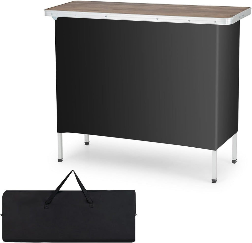 COSTWAY Portable Bar Table for Events, 43.5” x 15” x 34.5”(1, Brown)