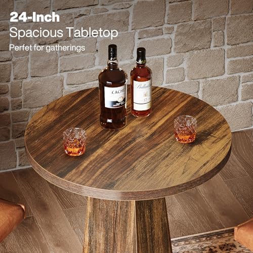Tribesigns Round Bar Table, 37.4" High Pub Table with Metal Footrest