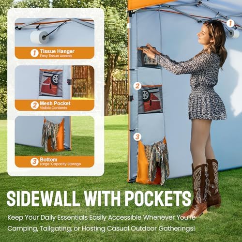 CROWN SHADES Canopy Tent 10x10 Pop Up Canopy with Side Pockets, Orange