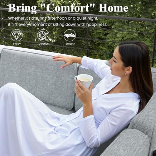 LayinSun Large Aluminum Patio Furniture Set with Fire Pit Table