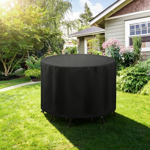 POMER Round Patio Furniture Set Cover,Outdoor Round Table Cover 72"D x 43"H