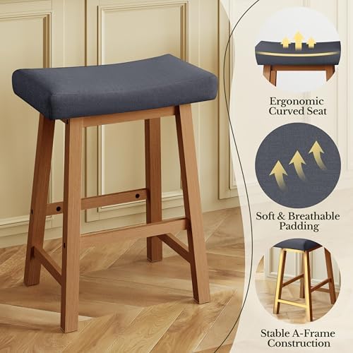 Yaheetech 24 Inch Counter Height Bar Stools Set of 3 Backless