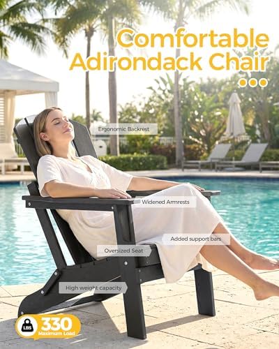 Adirondack Chair Set of 2, HDPE Outdoor Chair, Grey