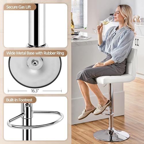 Yaheetech Bar Stools Set of 4 Adjustable Counter Height Barstools White