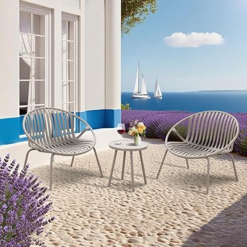 Werph 3-Piece Patio Furniture Set, Bistro Gray Table and Chairs Set of 2