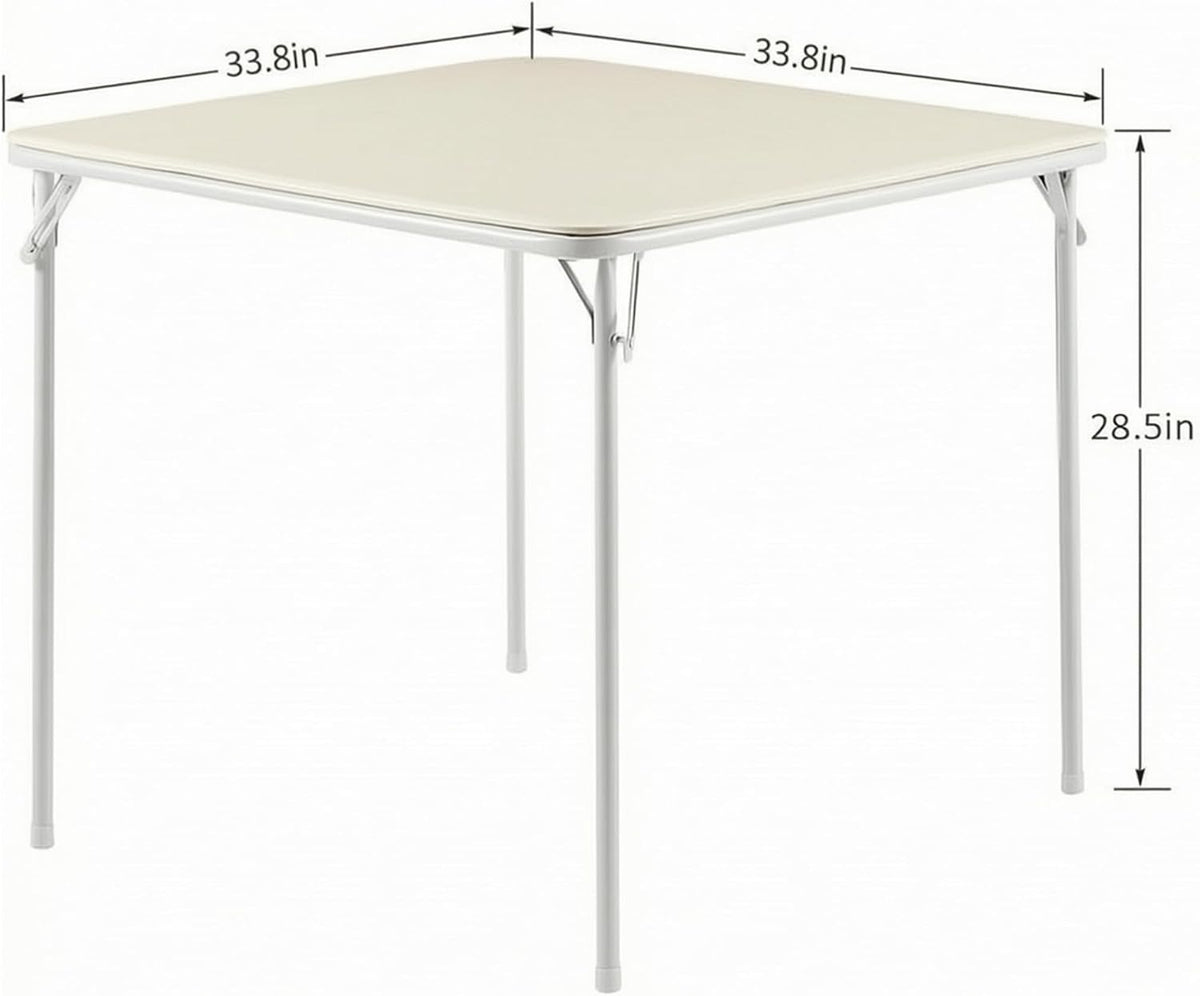VECELO 34'' Folding Card Table Square with Soft Padded Tabletop, Portable for Dining Room, Parties, Games, Puzzles, Cream & Beige