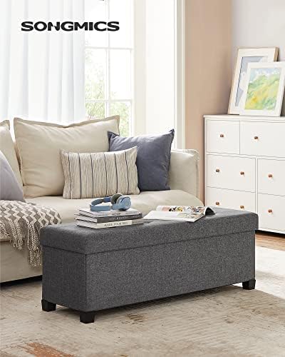 SONGMICS Storage Ottoman Bench, Foldable Foot Rest with Legs