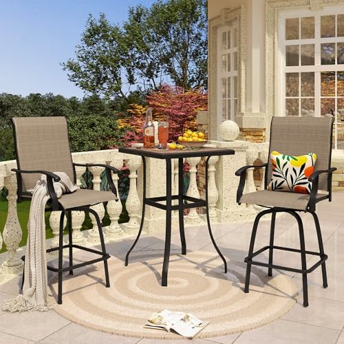 PHI VILLA Bar Height Outdoor Table,High Patio Table 27.5" x 27.5" x H 39.4