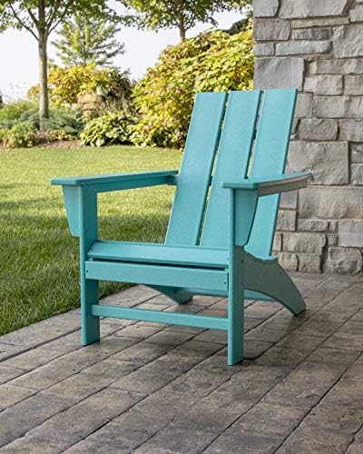 POLYWOOD Modern Adirondack Chair – All-Weather Outdoor Lawn Adirondack Chairs – HDPE, Fade-Resistant & Durable Outdoor Furniture – For Patio, Deck & Fire Pit Chairs – Grey