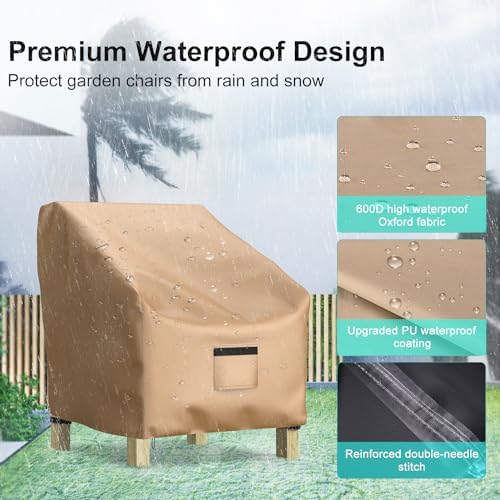 2 Pack Outdoor Patio Chair Covers Waterproof 32"Wx37"Dx36"H, Brown
