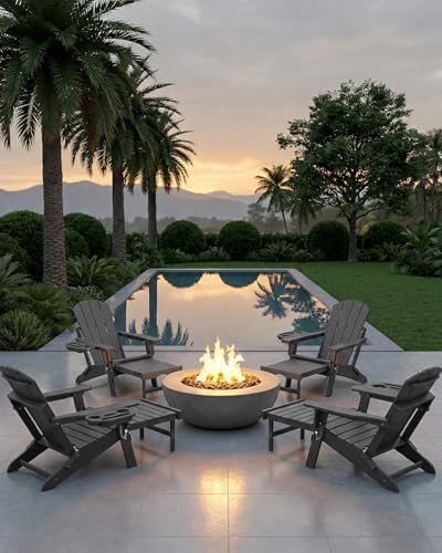 NAVINE Adjustable Adirondack Chair Set of 2 with Retractable Ottoman