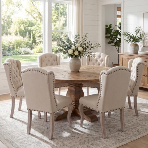 chairus Tufted Upholstered Parsons Dining Chairs Set of 6, Beige