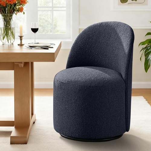 Upholstered Swivel Dining Chair Set of 2 No Assembly Boucle Side Chair