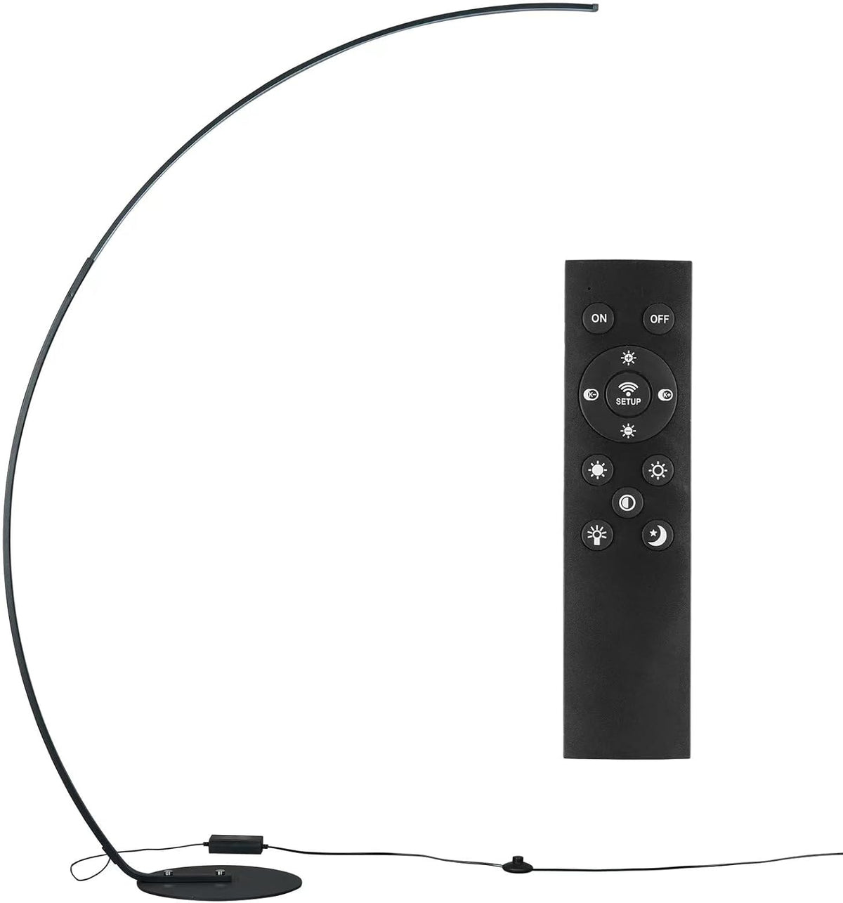 NUÜR 67" Black and Gold Arc Floor Lamp, Modern LED Standing Lamp
