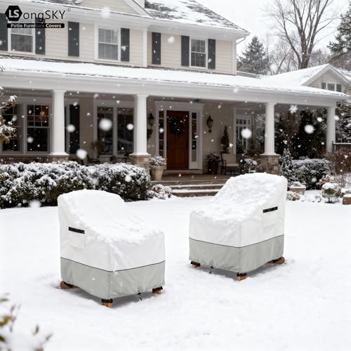 Patio Adirondack Chair Cover 2 Pack,Waterproof Heavy Duty Outdoor Chair Covers,Patio Adirondack Chair Cover for Outdoor Chair(30W x 34 D x 36 H inches),White&Grayish Green