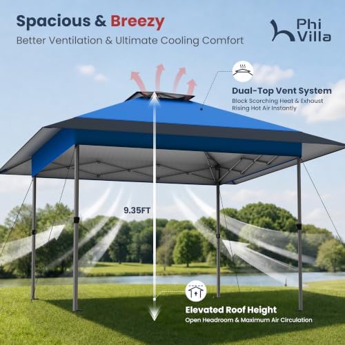 PHI VILLA 13x13 Pop Up Canopy Tent, Instant Outdoor Easy One Push Tents