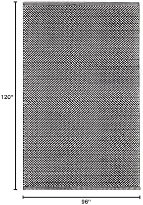 Dash & Albert Herringbone Black/Ivory Indoor/Outdoor Rug, 7'6"x9'6"