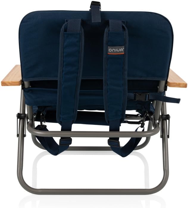 Picnic TIME Descanso Padded Beach Chair, Low Camping Chair with Removable Washable Cover, Backpack Beach Chair