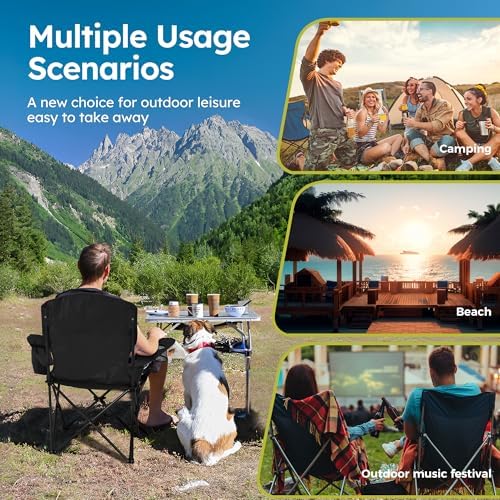 ALPHA CAMP 2-Pack Folding Camping Chair with Cooler Bag & Lumbar Support