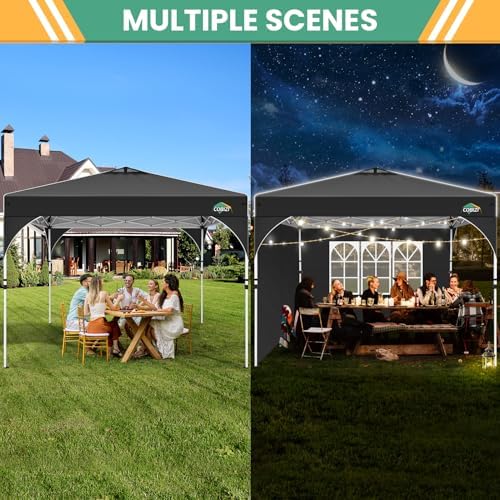COBIZI 10x10 Pop Up Canopy with 3 Sidewalls, 1-Person Setup, Waterproof