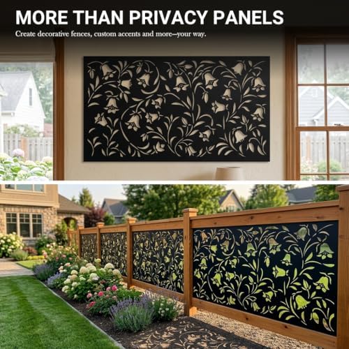 72" Outdoor Privacy Screen, Decorative Metal Privacy Fence Panels